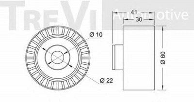 TREVI AUTOMOTIVE td1614 -  Паразитный / Ведущий ролик, зубчатый ремень